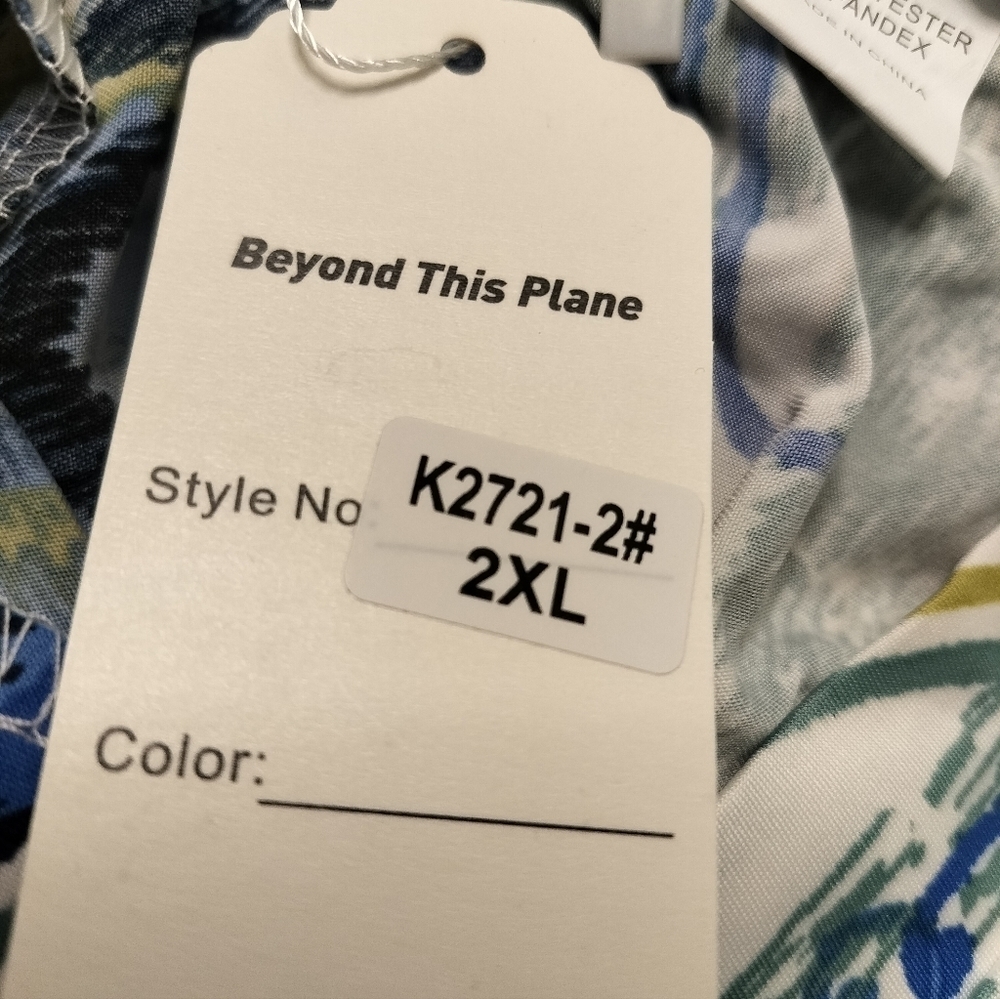 1782) Beyond This Plane Pleats Pocket Peacock Loungees Size 2XL - Picture 7 of 8